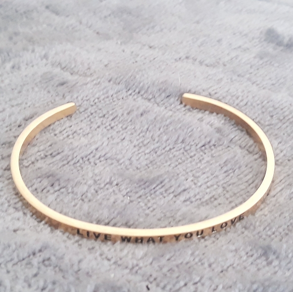 Mantraband Cuff Bracelet Live What You Love + One Beaded Gold Tone Bangle - Picture 7 of 12